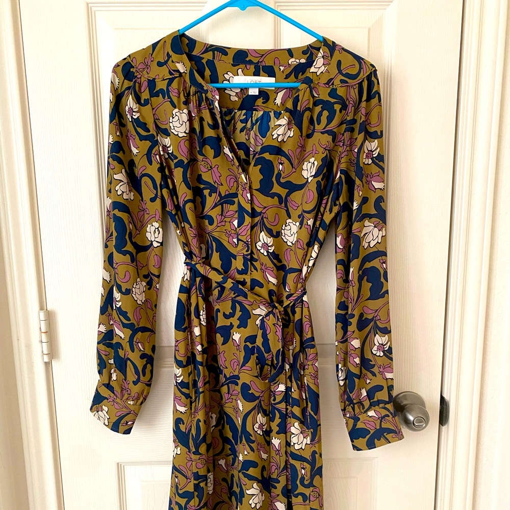 Loft tie waist short dress